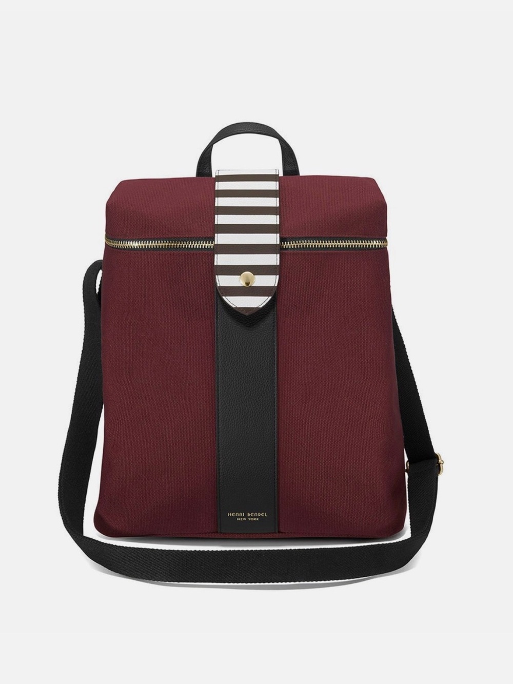 Henri Bendel Limited Edition
Burgundy Canvas Stripe Convertible Backpack Bag